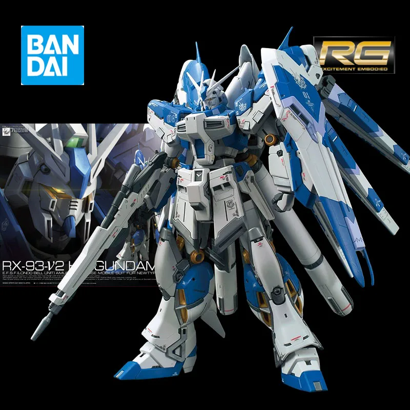 بانداي الأصلي أطقم منمذجة RG 1/144 HI-V GUNDAM HWS أنيمي عمل الشكل التجمع نموذج هدايا للأولاد معبأة في صناديق الرغوة