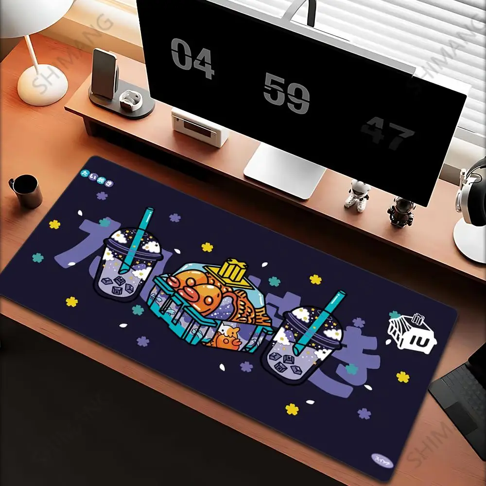 

XXL Mouse Pad Office Carpet Game Suture Edge Keyboard Pad Sushi Art Design Laptop Japanese Element Table Mat Anime Mousepad Pink