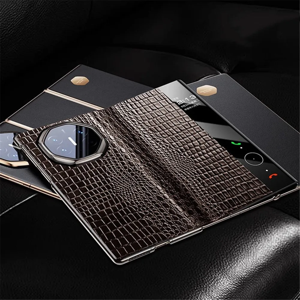 

Genuine Cowhide Leather Flip Case For Huawei Mate XT Crocodile Business Full Cover