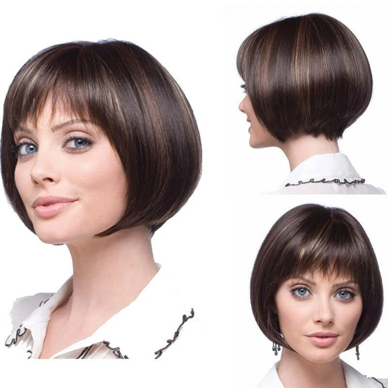European and American women's short straight bob synthetic high-temperature fiber wig