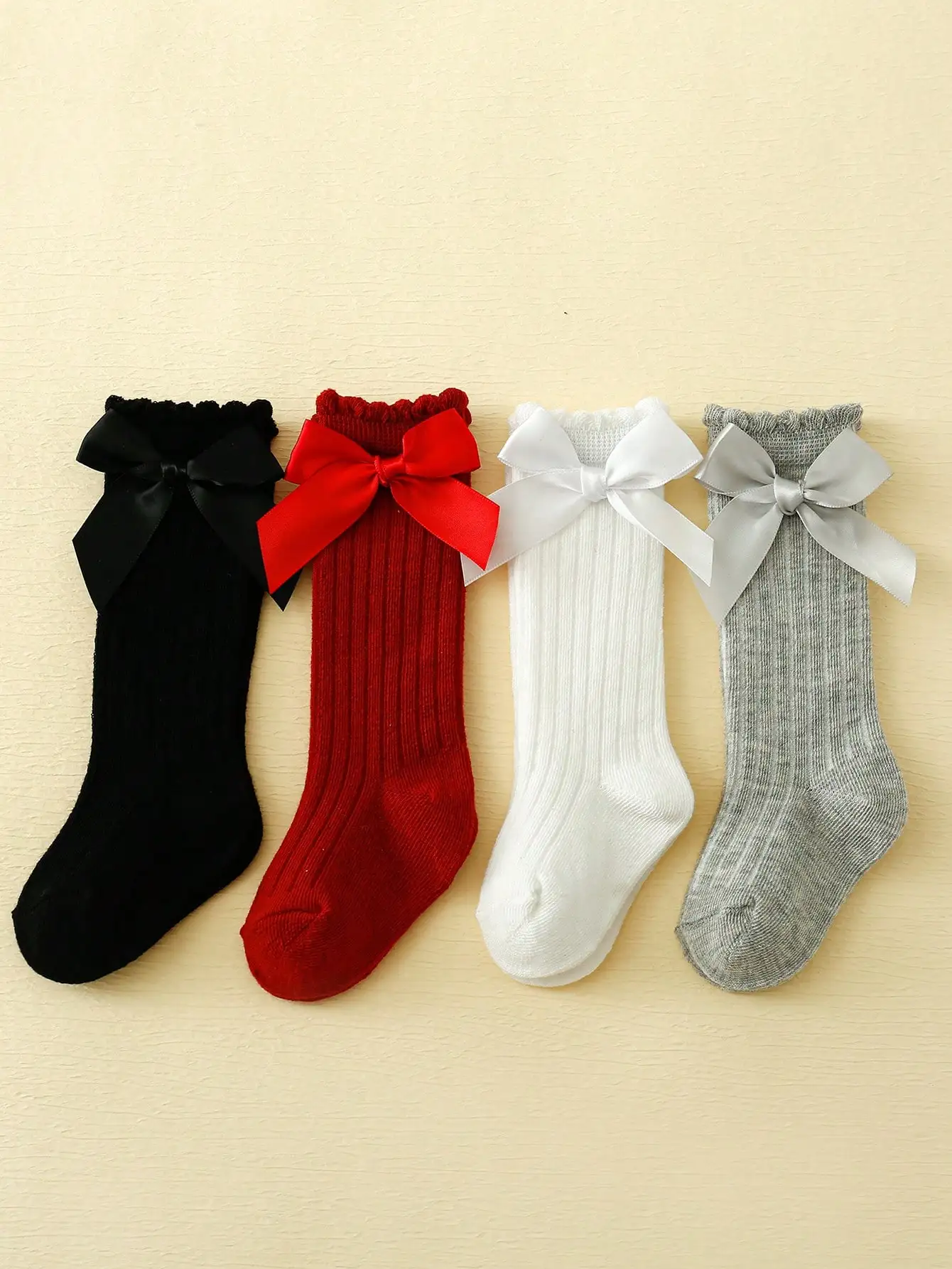 4pairs Baby Girls Bow Decor Anti-Mosquito Socks