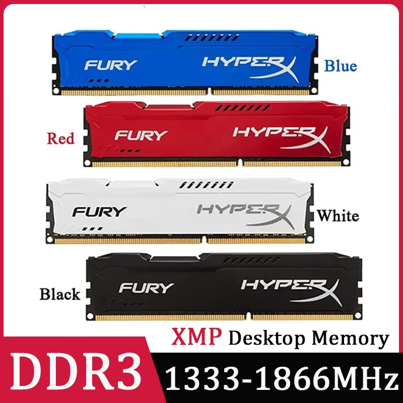 Fury HyperX DDR3 Memoria RAM 8GB 1333 1600 1866MHz 2xPC3-12800 2xPC3-14900 Memoria de escritorio 240Pin DIMM XMP disipación de calor