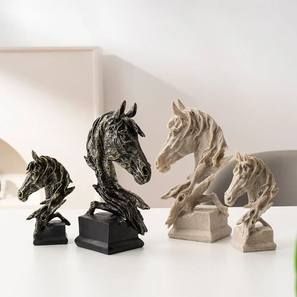 

Home Decoration Resin Horse Head Statue Modern Nordic Style Animal Sculpture Crafts Art Miniatures Figurine Gift