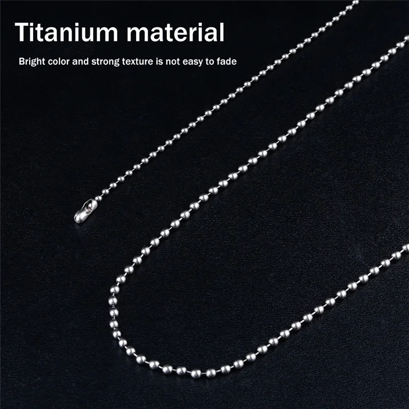 Pure Titanium Chain Necklace Glass Bead Chain Pendant is Not Easy to Rust Simple Light Weight Titanium Alloy Bracelet-A