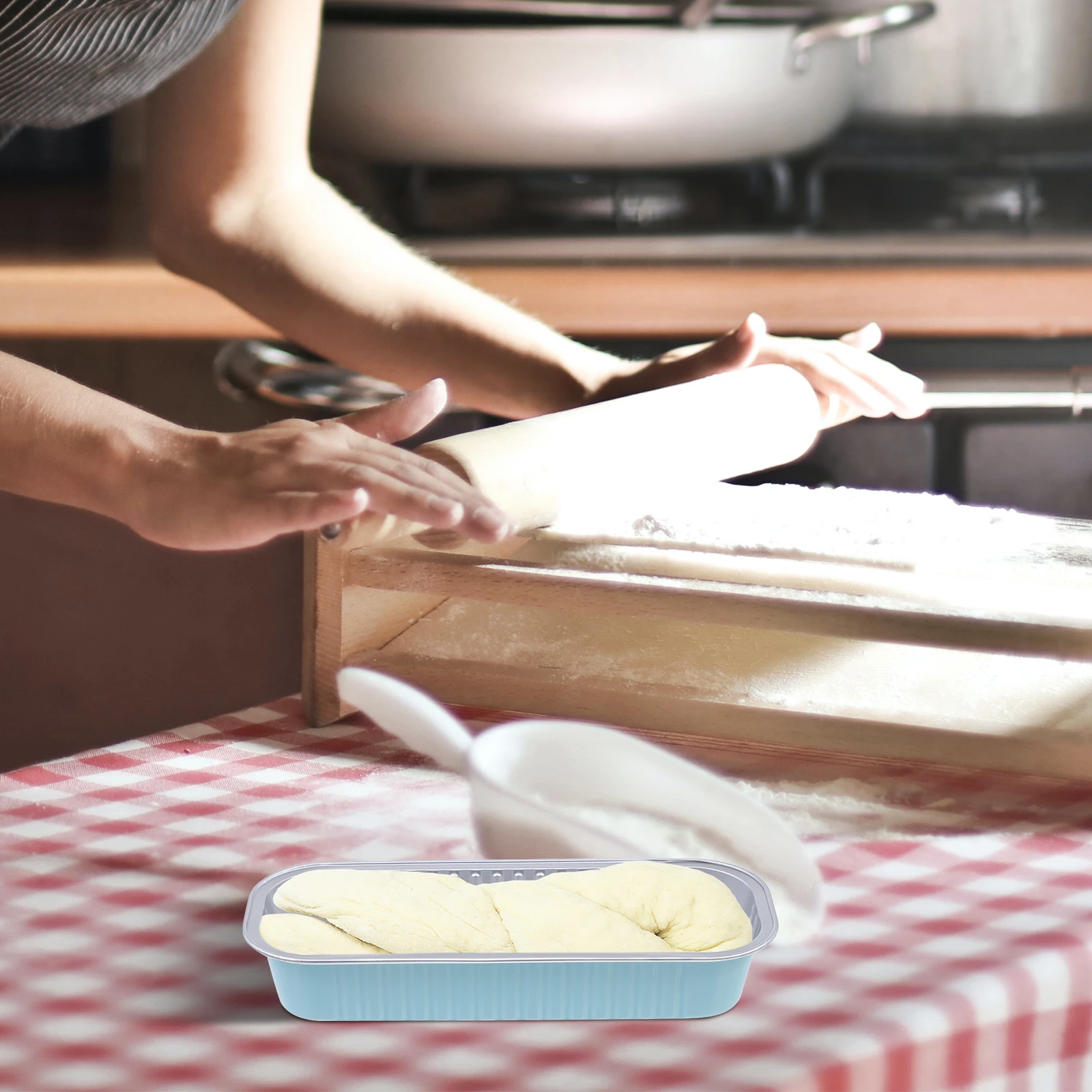 

20 Sets 200Ml Aluminum Foil Boxes Baking Pans Bread Containers BBQ Food Holder Takeout Packing Disposable Bakeware Rectangular