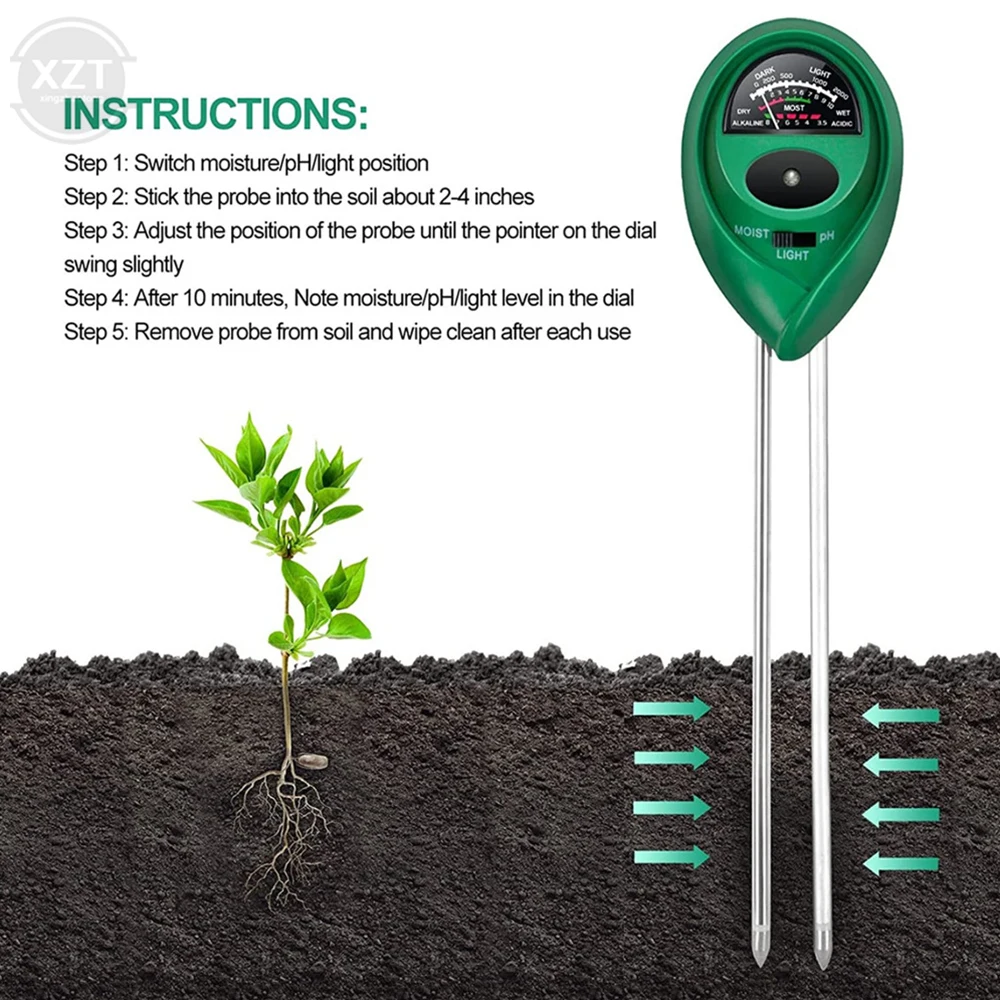 3in1 Soil Moisture Fertility PH Meter 1 Pin Detector Garden Green-house Balcony  Soil Moisture Meter Hygrometer Watering PH Test