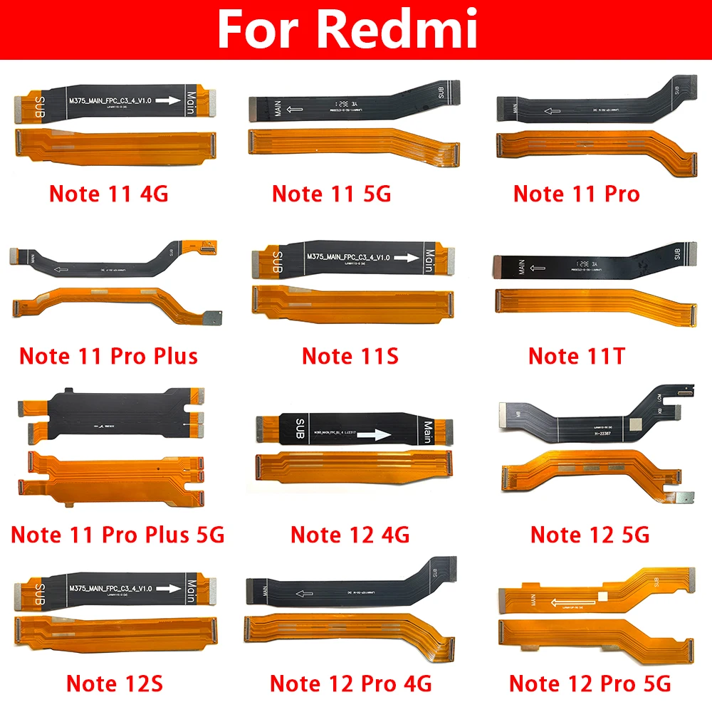 5Pcs Main Board Flex For Xiaomi Redmi Note 11 12 Pro 4G 5G Plus Charging Connector LCD Display Screen Mainboard Flex Cable Parts