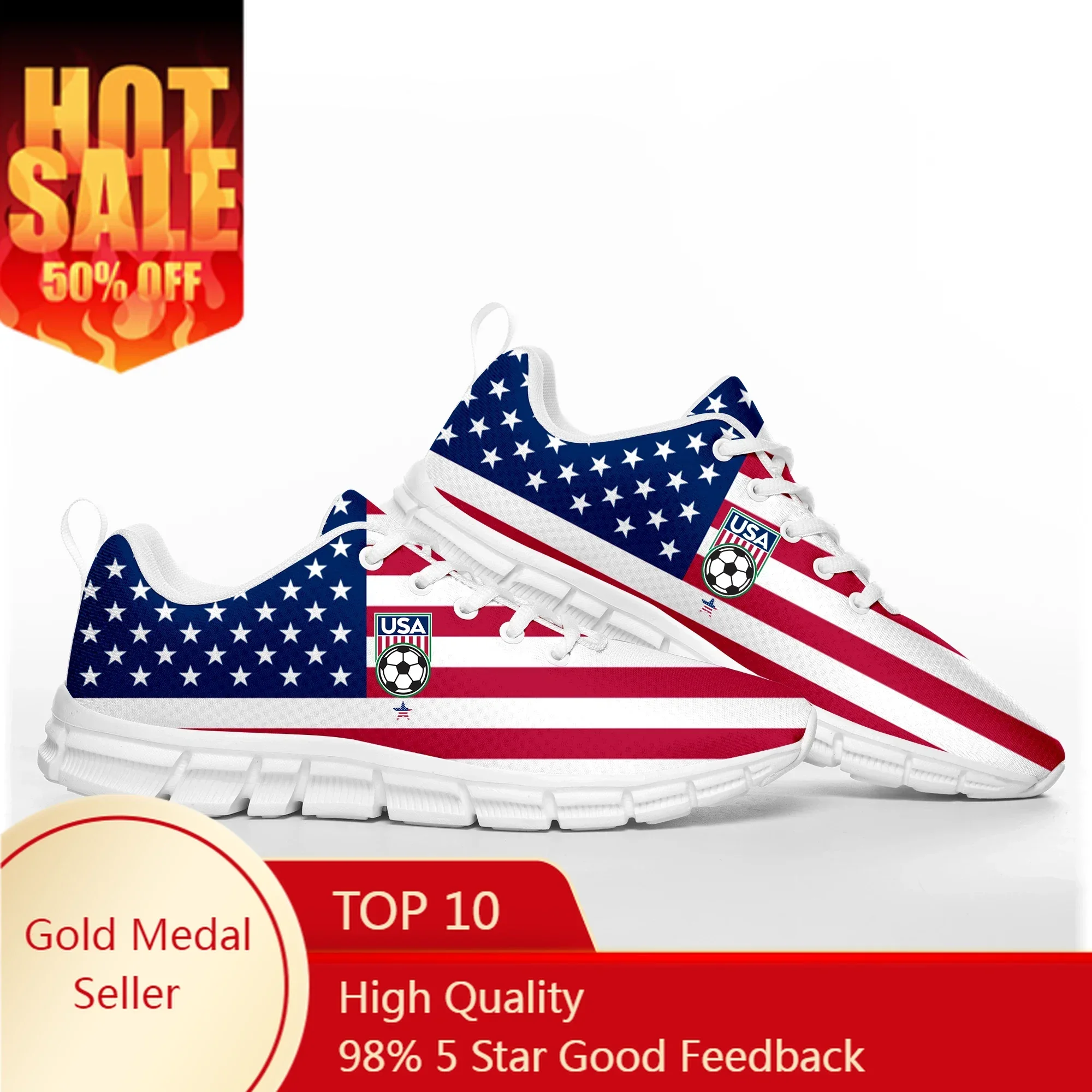 

USA Flag Sports Shoes Mens Womens Sneakers Soccer Football Casual Custom Couple Shoes
