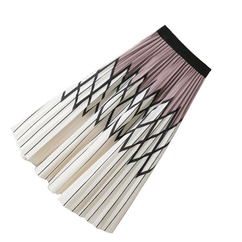 Polka Dot And Striped Pleated Skirt - Chic And Elegant Composite Fiber Made Of High-quality Composite Fiber Material