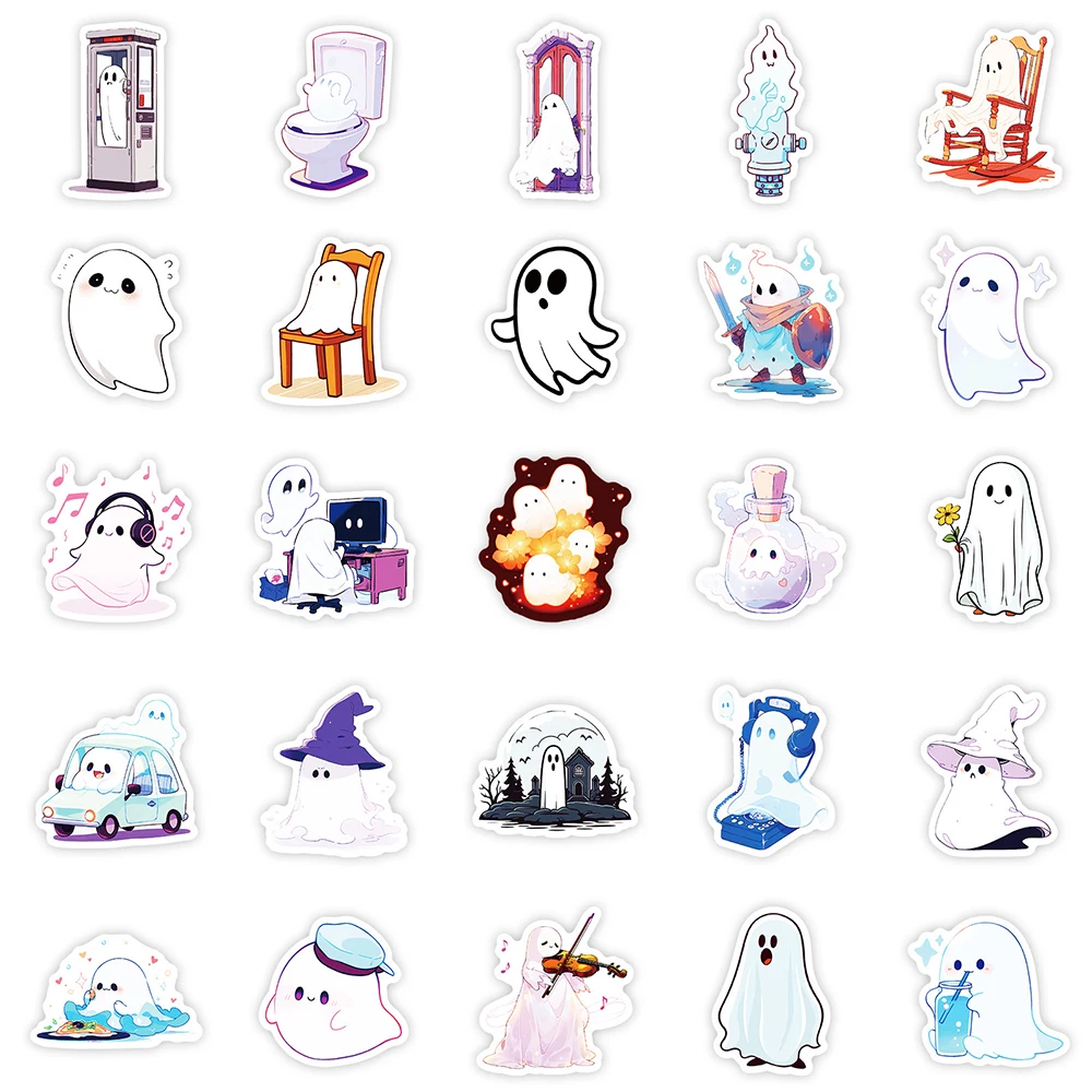 10/30/50 قطعة لطيف الكرتون شبح ملصقات هالوين الكتابة على الجدران ملصق سجل القصاصات سكيت الدراجة الأمتعة Kawaii الشارات الديكور