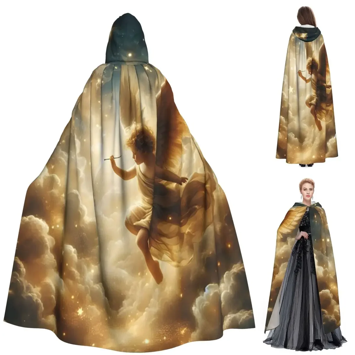 

Длинный плащ с капюшоном распятия, средневековый костюм ведьмы, накидка для косплея