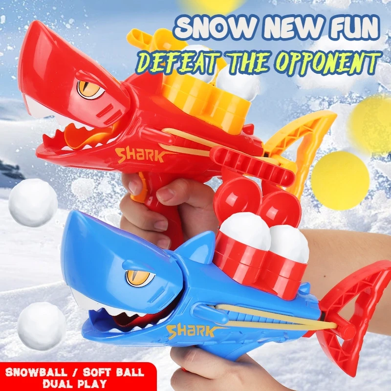 Shark Snowball Launcher Toy Gun Kids Cartoon Gun Outdoor Snowball Fight Game Essentials Winter Gift For Children