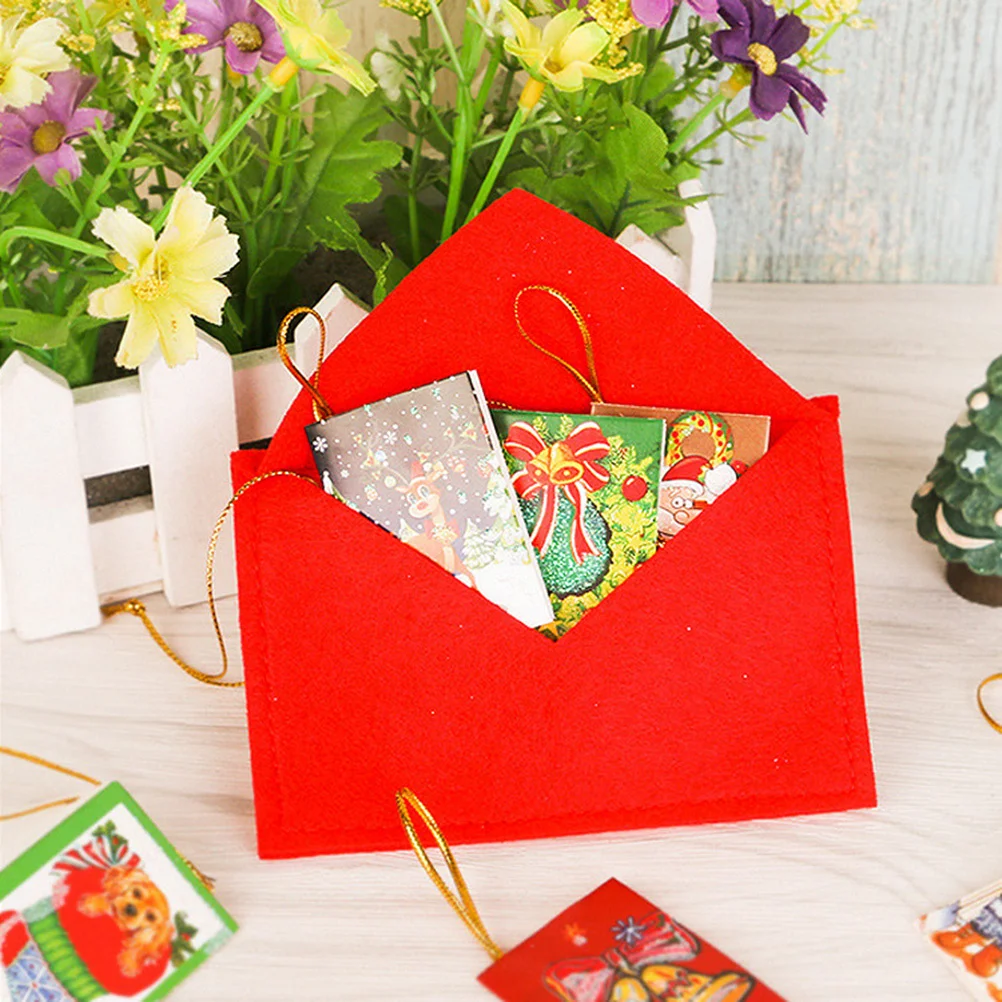 

10pcs Christmas Envelope Bag Red Non-Woven Hanging Ornament For Tree Party Decor Festival Home Decoration Christmas Pendants