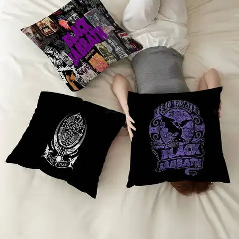 B-Black S-Sabbath Rock Band Personalized Picture Text Home Decorative Pillows Household Gifts 45x45cm