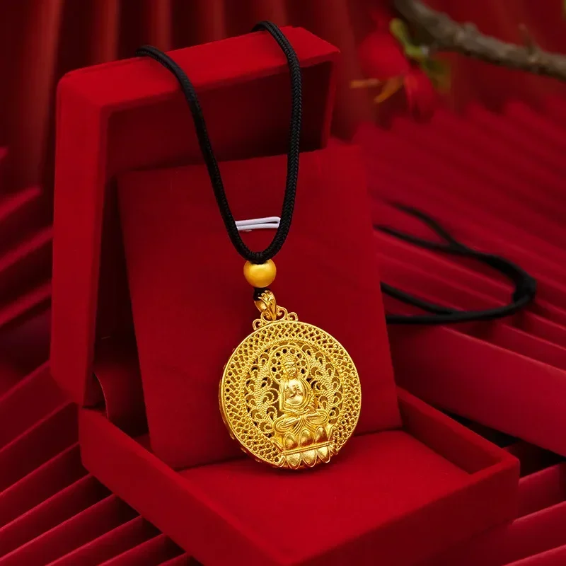 

9999 Real Gold 24K Gold Men's Gold Edition Amitabha Pendant Hollow Amitabha Necklace Pendant Buddha Pendant
