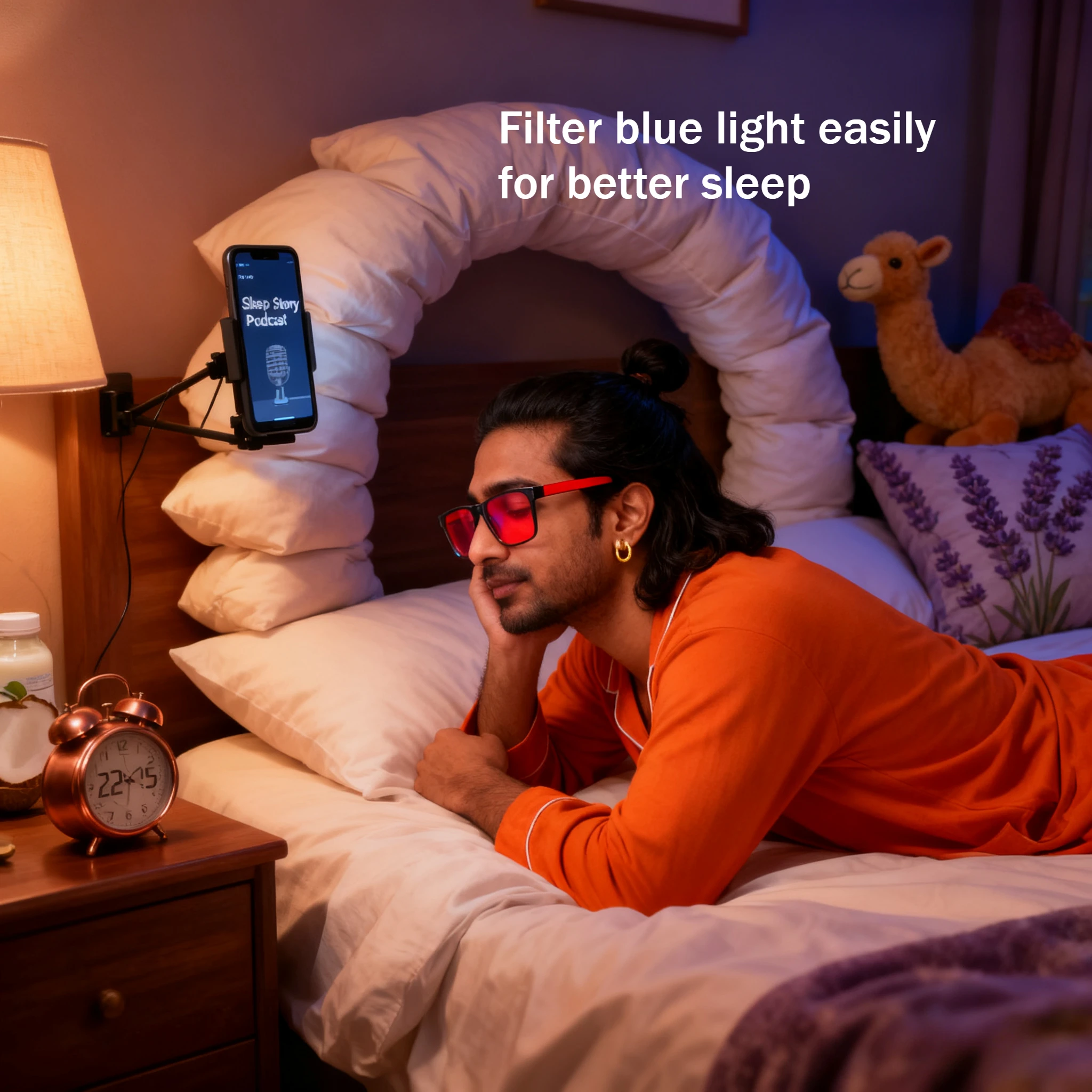 

SHINU Anti Blue Light Red Lense Glasses For Men Better Sleep TR90 Glasses Dyed Custom Orange Computer Lenses Light Blocking