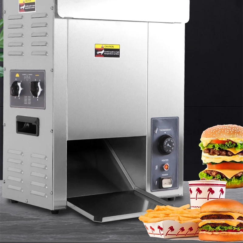 Macchina per il riscaldamento verticale per hamburger completamente automatica, macchina per hamburger con catena cingolata, macchina per hamburger 50-300 ° C