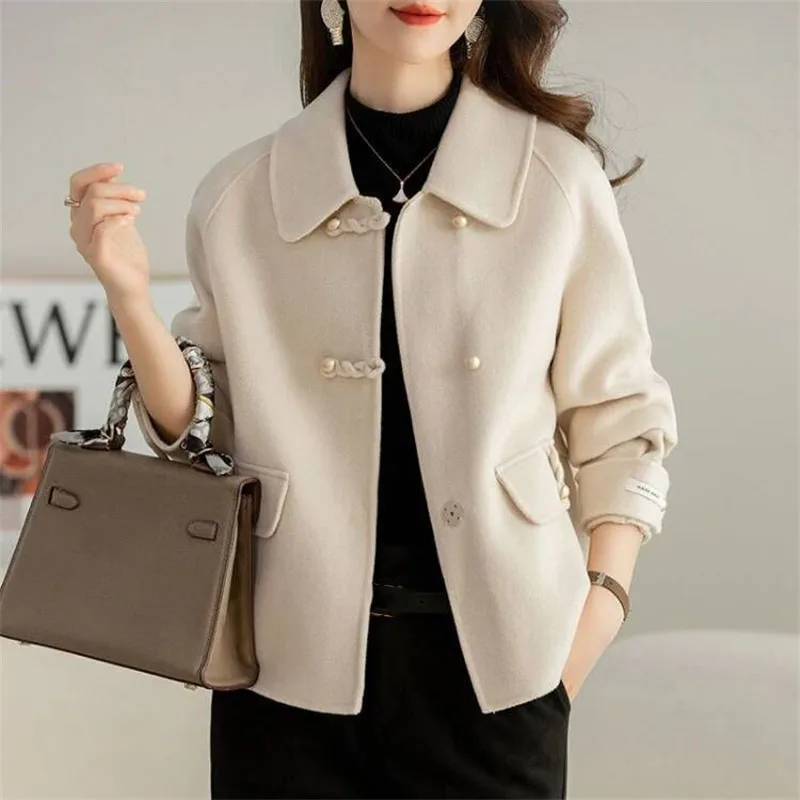 Autumn Winter Lady Double-sided Velvet Woolen Coat Women Clothing Woolen Jacket High End Versatile Wool Blend Short Overcoat