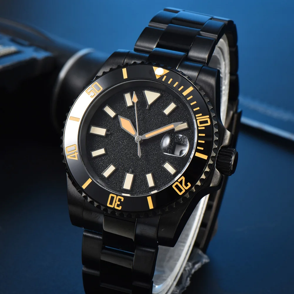 New NH35 Automatic Watch for Men Luxury Dive 40mm Rotating Bezel Gold Luminous Sapphire Crystal Date Waterproof Business Watch