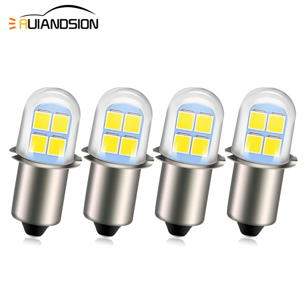 

4PCS Ruiandsion Upgrade P13.5S LED Bulb 2835 8SMD Chips 4.5V 6V LED Bulb White Warm White For Headlamps Flashlights Torch Lights