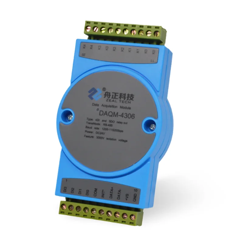 

DAQM-4306 5-way relay output digital switch acquisition 4DI input to RS485modbus module