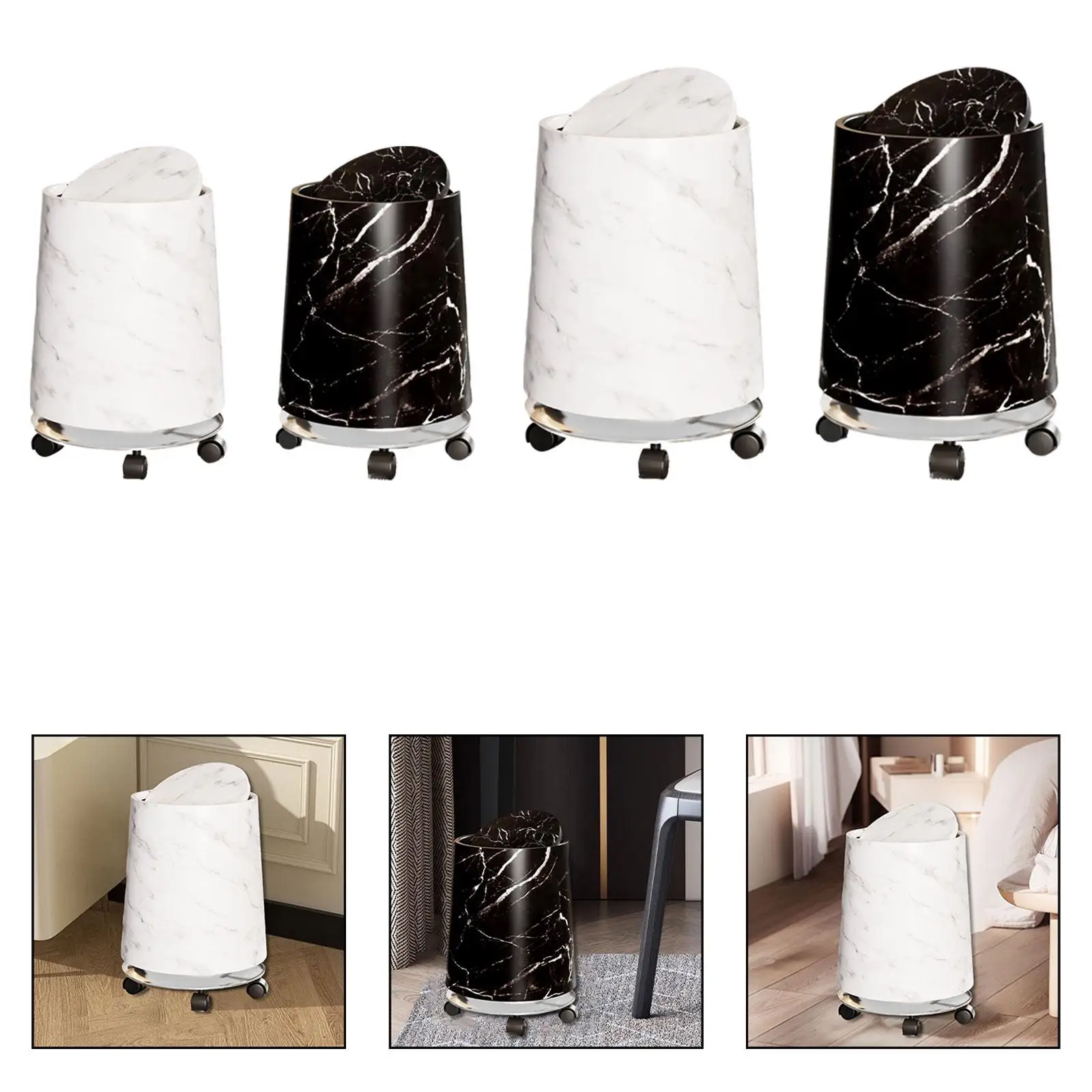 

Marble Waste Bin Removable Inner Waste Bin Double Layer Trash Can Garbage Container Household Trash Bins for Living Room Home