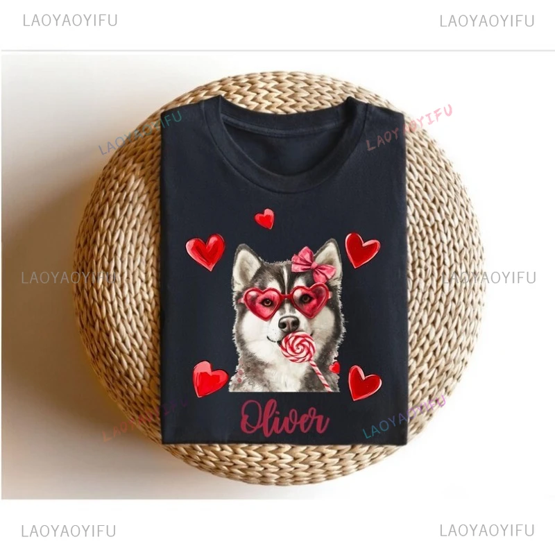 

Siberian Husky Shirt Custom Husky Valentine's Day Personalized Tshirt Husky Christmas T-shirt Gift Personalized Clothing