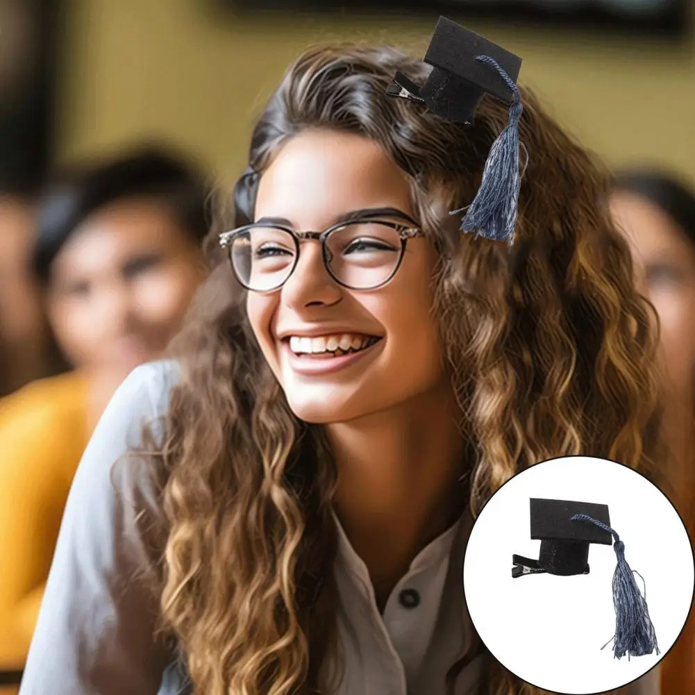 Chapéu de formatura grampo de cabelo tecido de feltro médico chapéu forma mini boné com borla pino de cabelo jardim de infância faculdade festa acessório