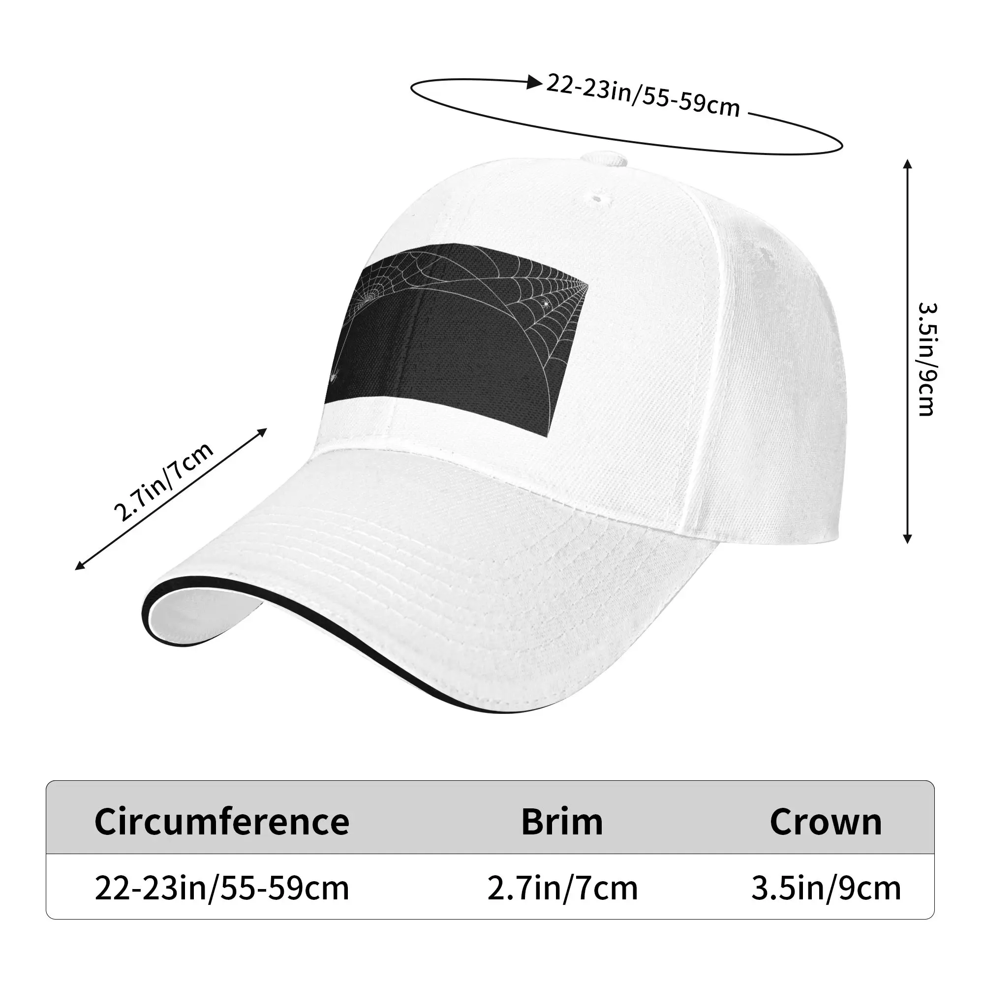 Black White Spider And Cobweb Cap Casual Baseball Caps Adjustable Hat Hip Hop Summer Unisex Baseball Hats Customizable