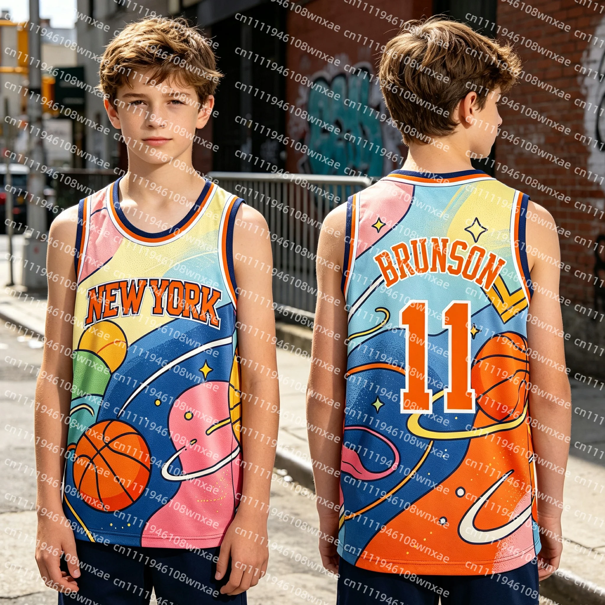 Explosions NO.11 Brunson Basketball Quick-drying Vest Parent-child Sleeveless O-neck Basketball Graphic Personalized Jersey