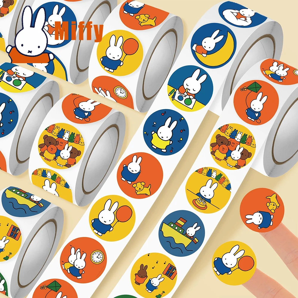 2000Pcs Kawaii Miffy Sticker Roll Cute Rabbit Decal Adhesive Label 500Pcs 14 Designs Cartoon Stationery School Girl Gift