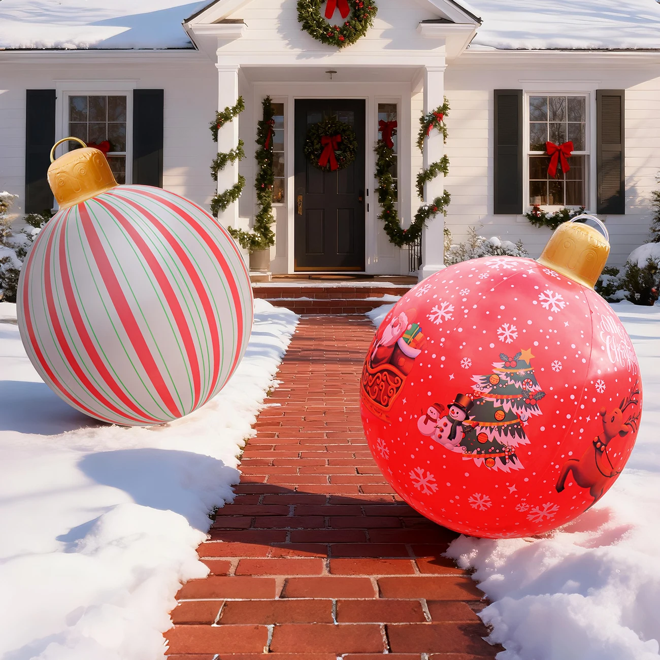 1PC Inflatable Christmas Bauble Decoration Large Merry Christmas Ball for Indoor Outdoor Lawn Garden Porch Display
