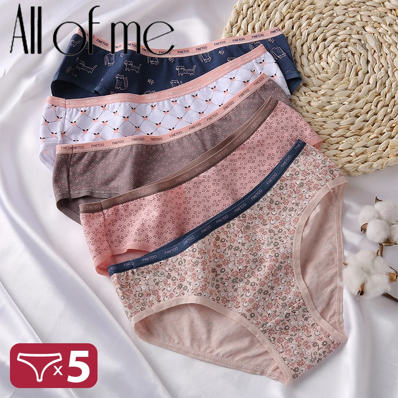 5Pcs/Set Floral Printing Panties Women Underwear Cotton Panties Design Female Underpants Lingerie Sexy Pantys Briefs Intimate