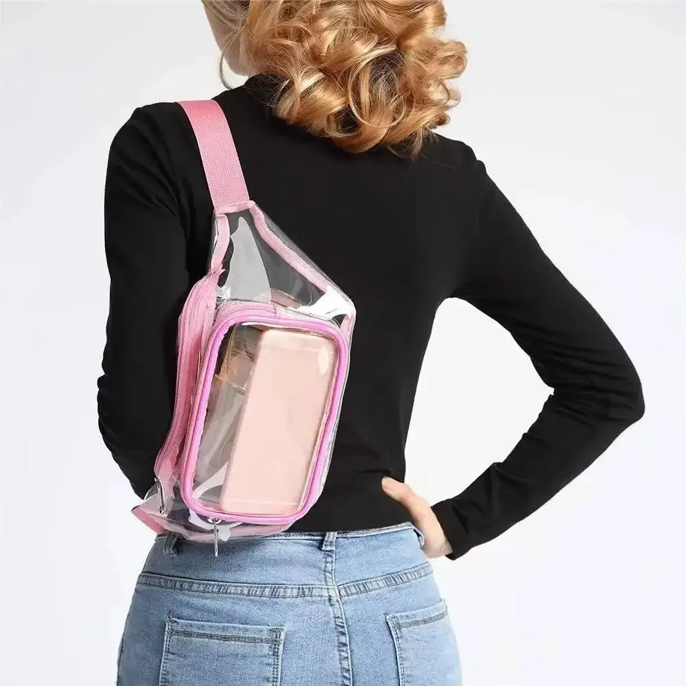 NEW Transparent Clear Fanny Pack Stadium Approved PVC Sports Waist Bag Waterproof Large Capacity Jogging Pouch Travel