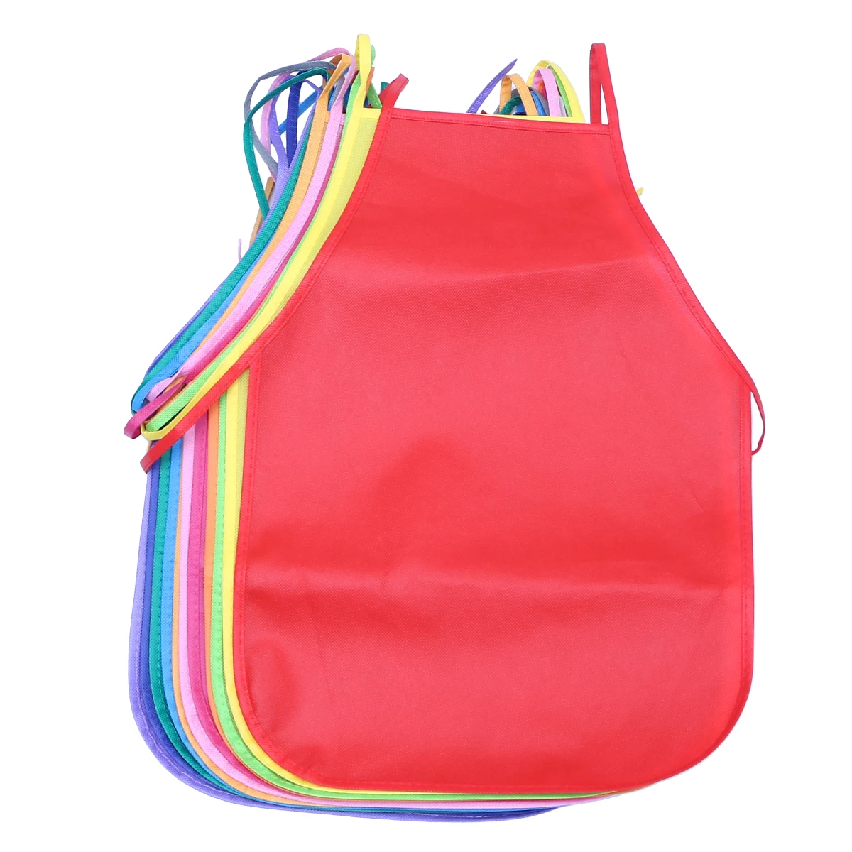

12pcs Children's Artists Aprons Non-woven Fabric Disposable Painting Aprons for Class Crafts Art Painting Activities (Red + Gree