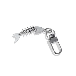 Fish Bone Keychain Funny Fishing Key Pendant Backpack Car Key Ring Hanging Jewelry Decoration Fisherman Gift