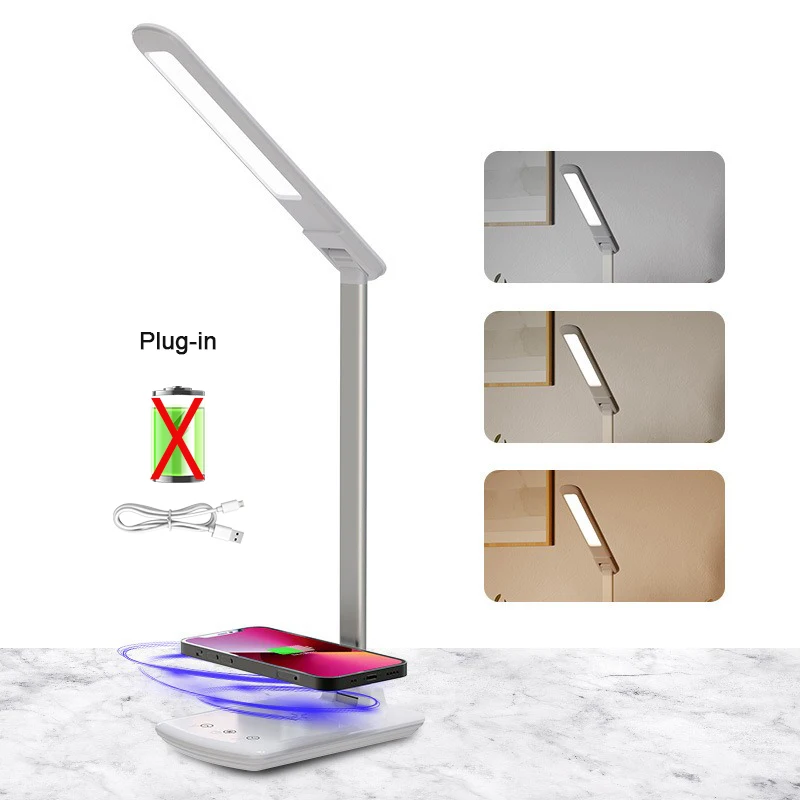 

LED Desk Lamp with Wireless Charger and USB Plug in Port Bedside Night Light Touch Dimmable Eye-Caring for Gaming Reading Home