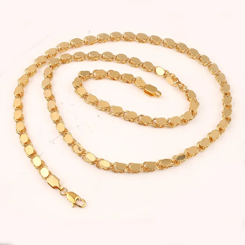 Gold Plated Jewelry Set for Women, Glossy Bracelet, Simple Necklace, Wedding Jewelry, Hot Selling, New Fashion