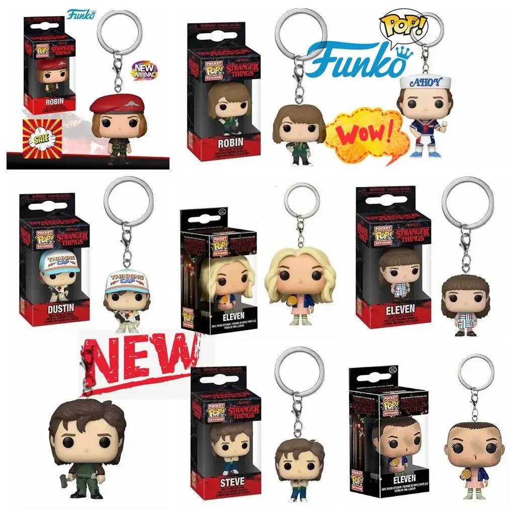 Nuevo NETFLIX Funko Pop llavero Pop de bolsillo DEMOGORGON Eleven Barb Robin Steve Dustin figura de vinilo llavero modelo Juguetes