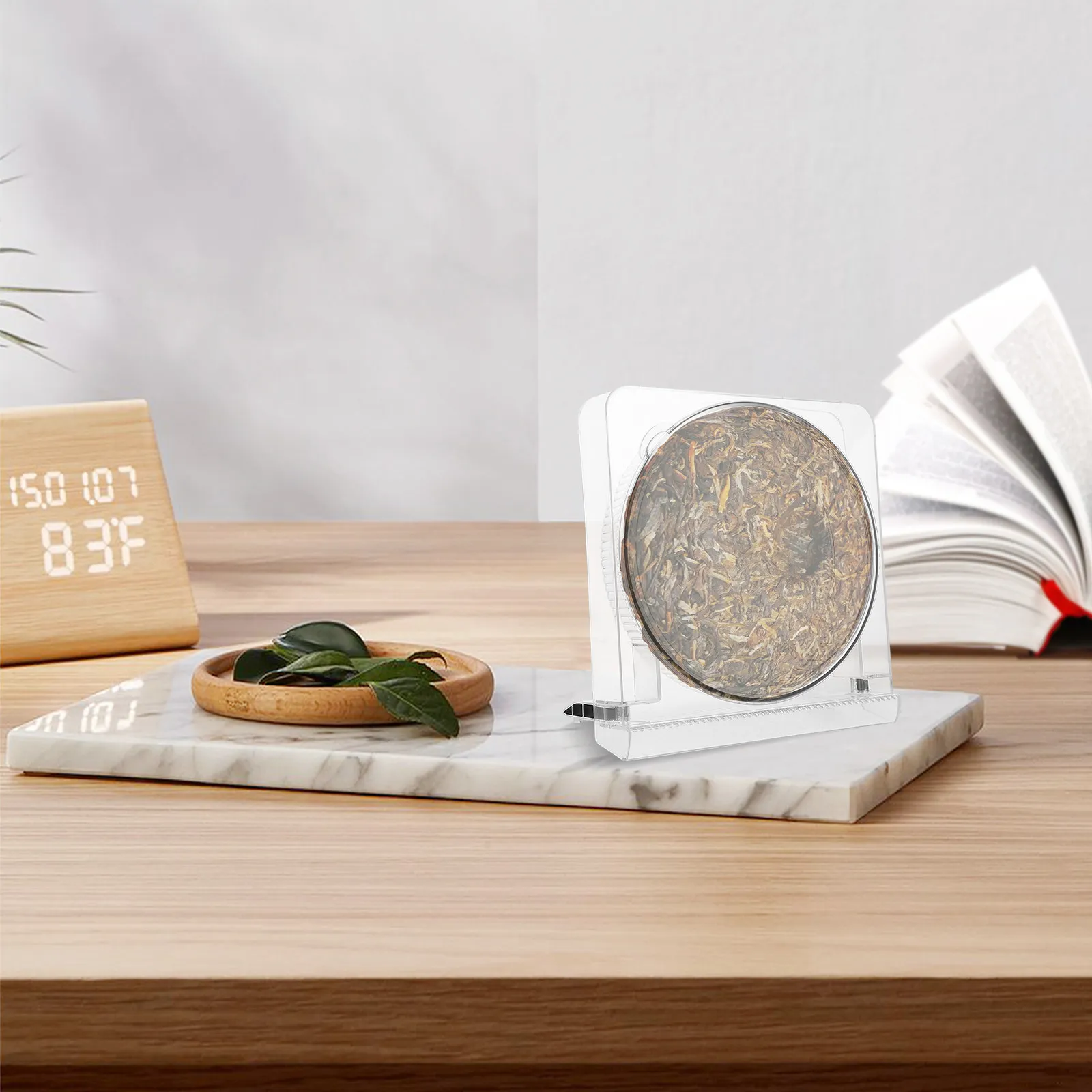 Soporte para Pastelitos de Té Chino, Práctico Exhibidor Transparente para Ladrillos de Té, Accesorio de Escritorio, Soporte para Ladrillos de Té, Caja para Hojas Sueltas