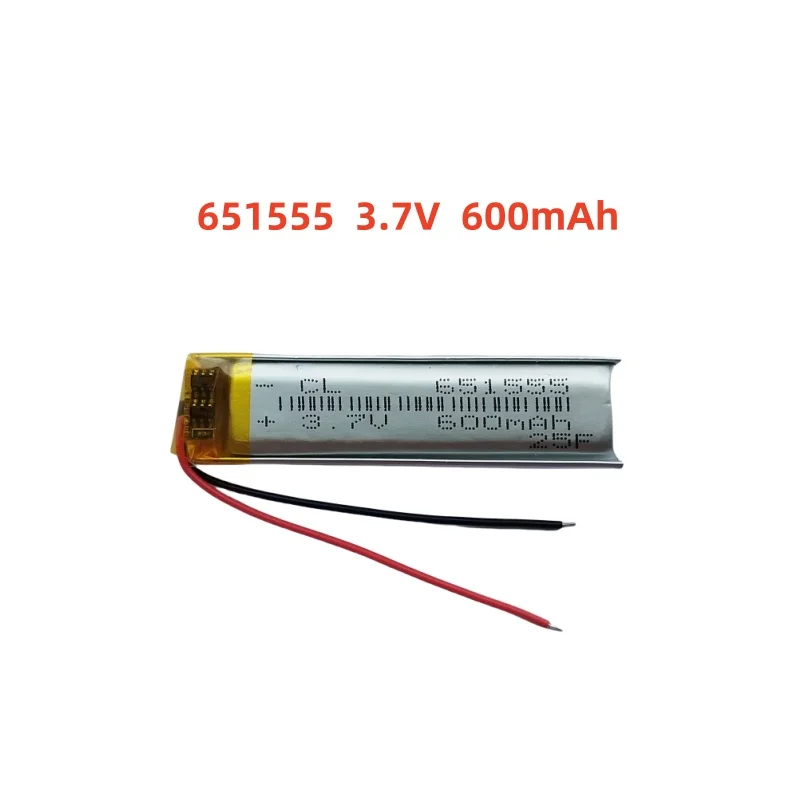 

3.7V 600mAh Li-Polymer Replacement Li Lipo Battery 651555 JST 2Pin 1.0/1.25/1.5/2.0/2.54mm Connector For GPS Camera LED
