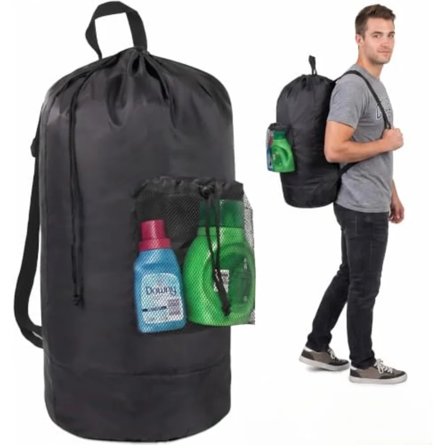 Trailmaker Laundry Bag Backpack for College Dorm, 115L Washable Laundry Hamper Bag, 32 x 14 Inch with Shoulder Straps, Mesh Poc
