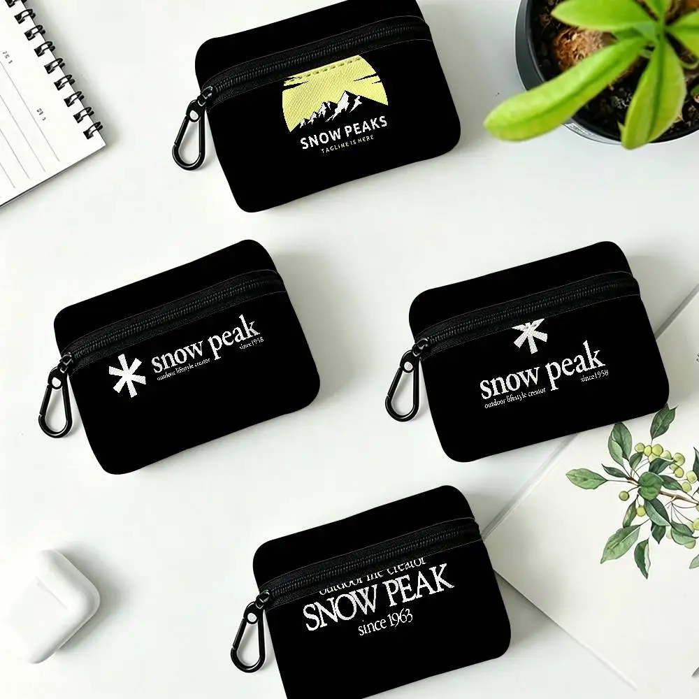 Fashion Cool S-Snow P-Peak Logo Multifunctional Oxford Cloth Small Pouch With Hook Mini Coin Wallet Earbud Storage Bag