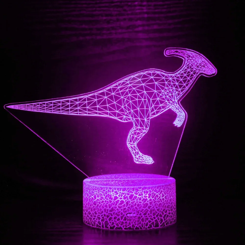 

Nighdn Acrylic Dinosaur Lamp LED Night Light for Kids Room 7 Color Optical Illusion Bedside Lamp Dinosaur Gifts for Girls Boys