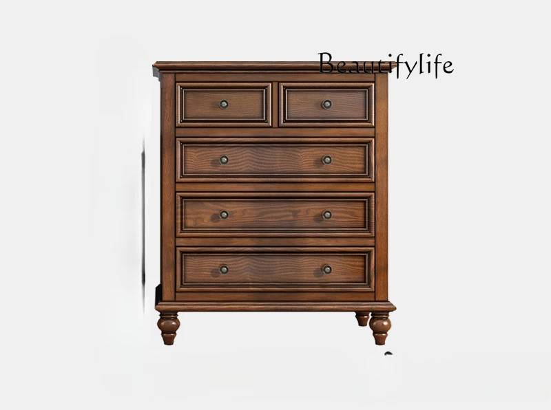 

Retro all-solid wood chest of drawers, living room, bedroom, ash wood, 4679 chest of drawers, locker furniture