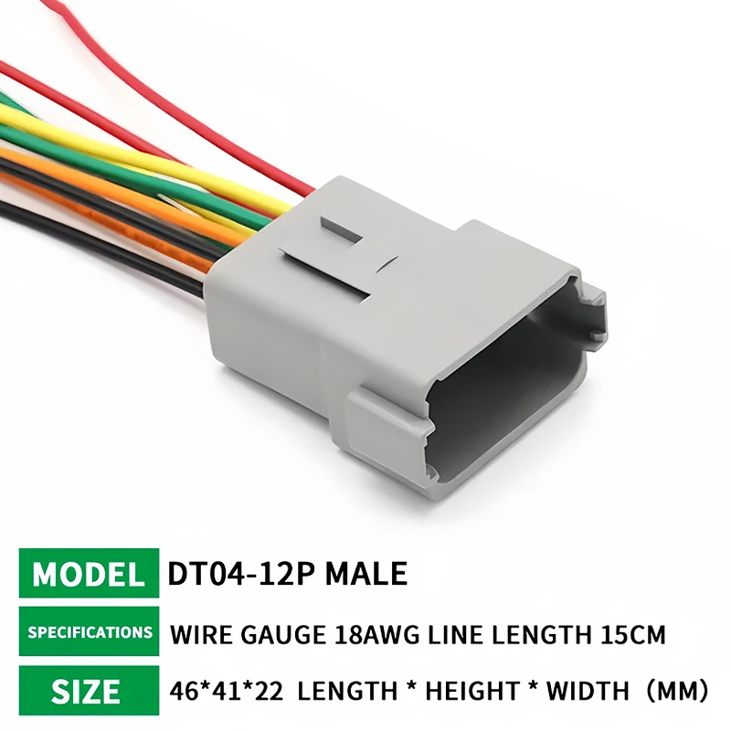 12 Pin DT04-12P DT06-12S Waterproof Connector with 15cm Cable Heavy Duty Electrical Plug Socket for Car, Truck,Motorcycle & Boat T&I Online Store
