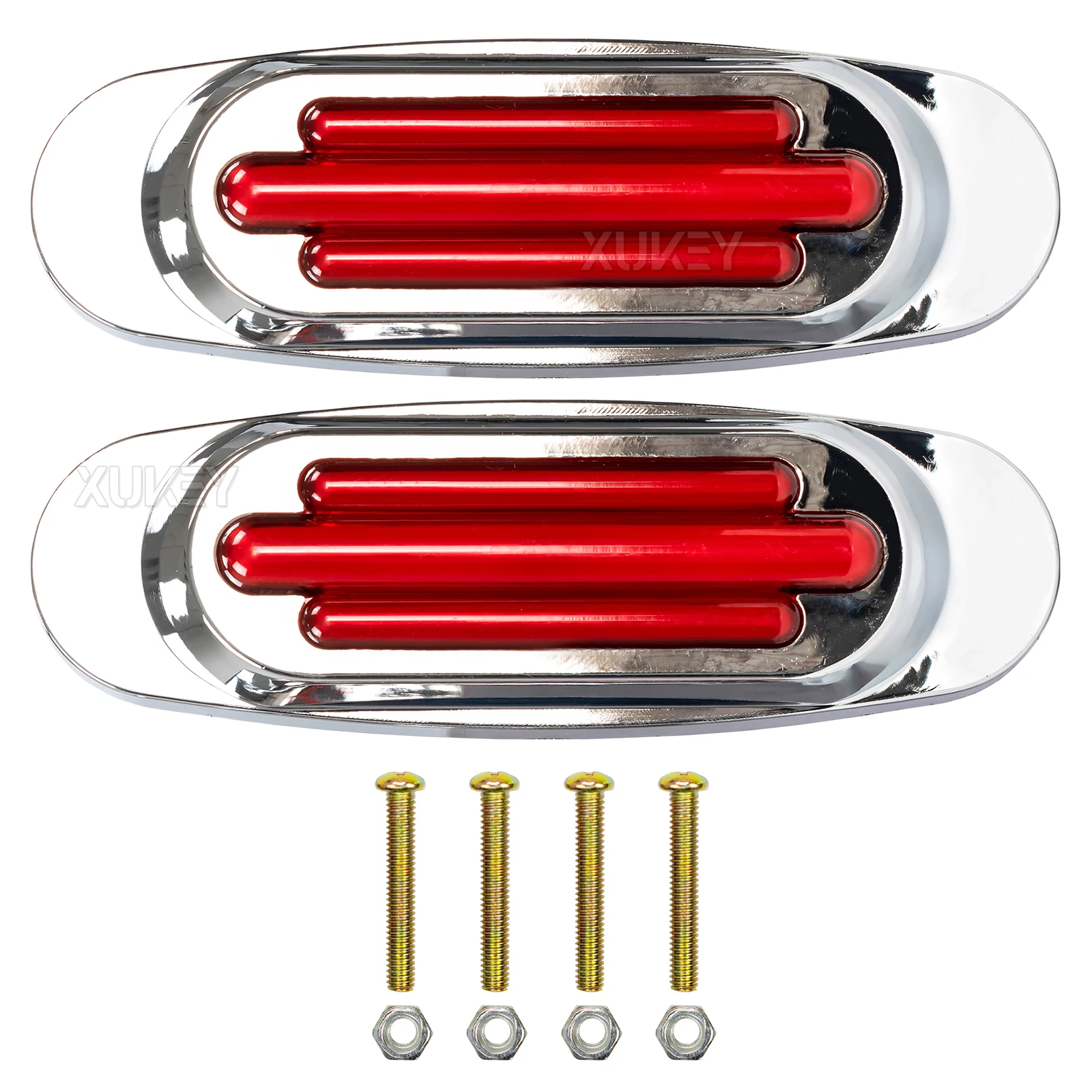 2X Truck Trailer LED Chromed Tail Brake Lamp Side Marker Light White Red Outline Clearance Indicator Lamp For Lorry Van Caravans