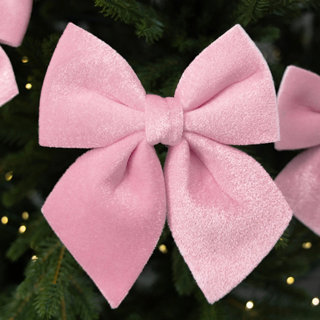 DIY Pink White Velvet Bow Christmas Tree Hanging Pendant Ornament Wedding Party Birthday Baby Shower Valentine's Day Decorations