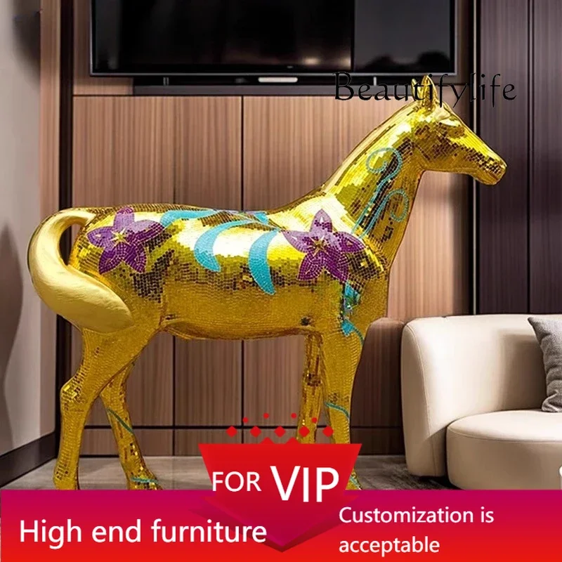 

UP FRP sculpture mosaic bar living room soft decoration light luxury high-end lucky floor decoration ornament