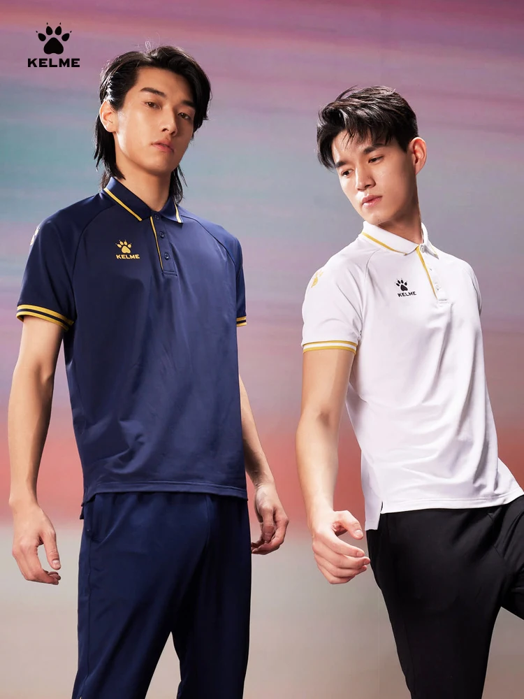 Kelme Men's Training Polo Shirt Football Sports Leisure Polo Shirt Outdoor Running Breathable T-shirt Basketball Short Sleeve - Image 2